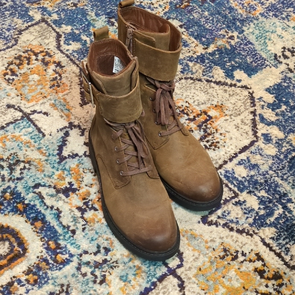 Clarks Brown Leather Combat Boots